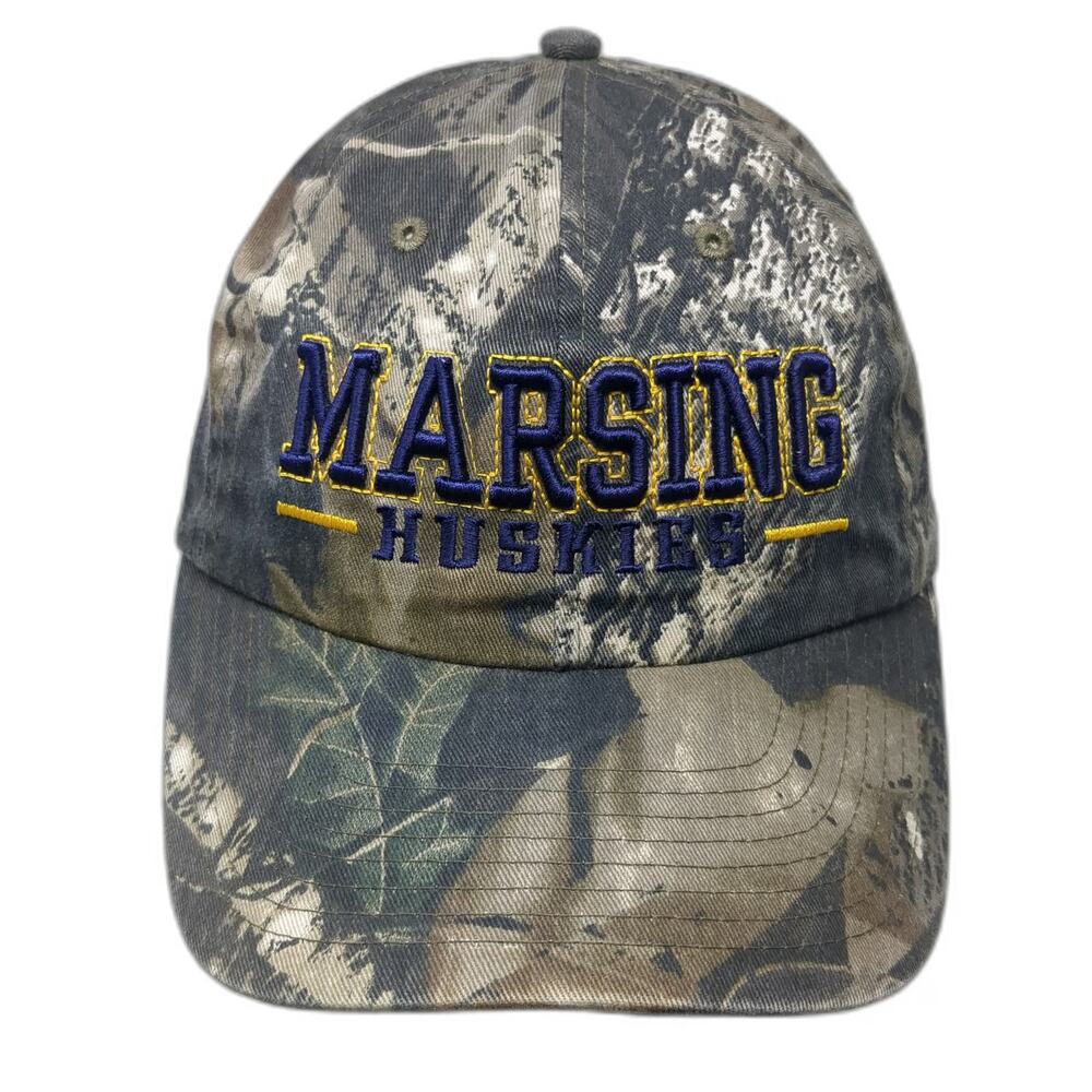My Town Originals Baseball Cap Green Blue Yellow OSFM Camo Marsing Huskies Hat